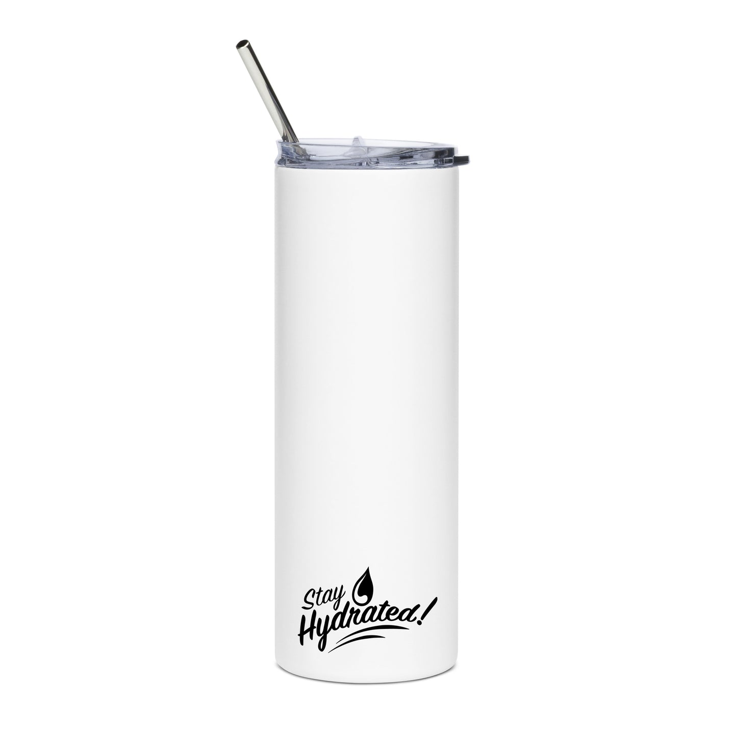 Black Bang Zoom! Logo on White Tumbler with Straw, 20oz