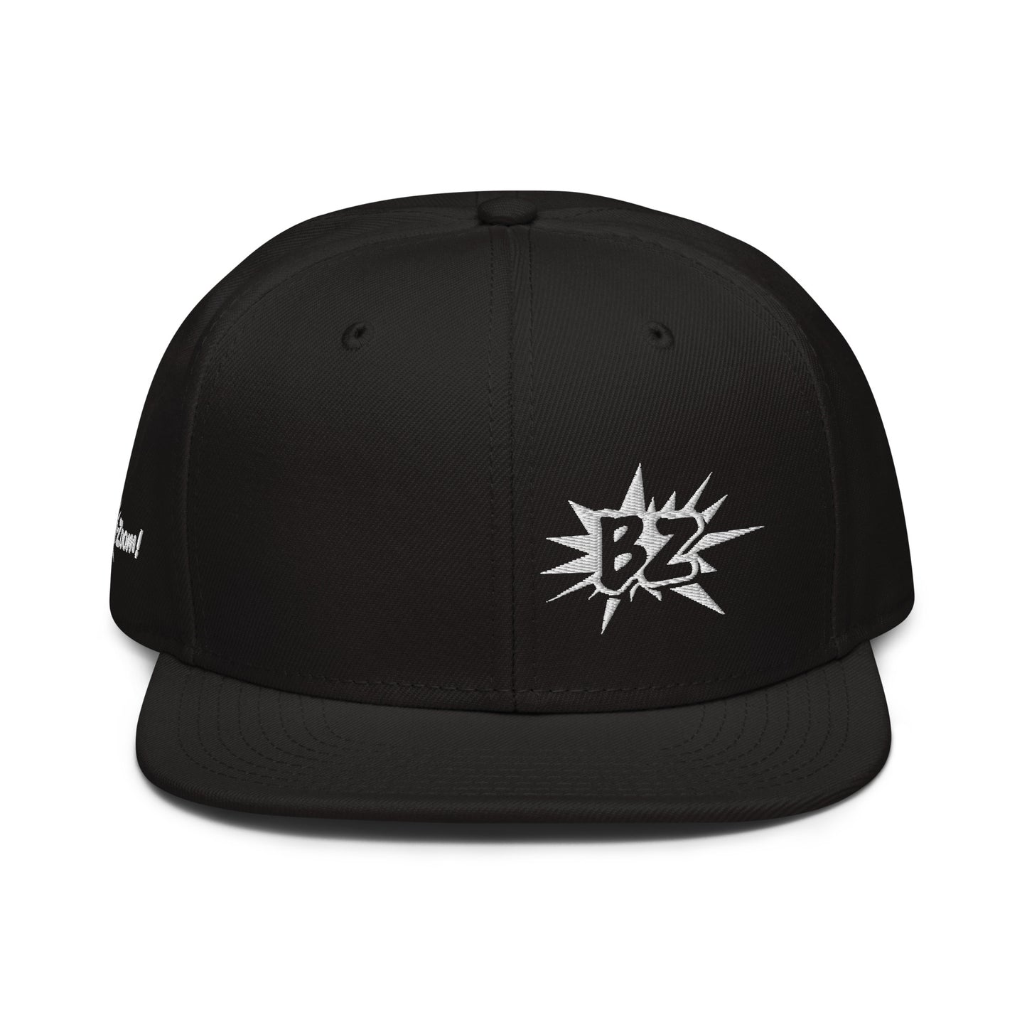 White BZ! Icon Logo on Black Snapback-Flatbrim Cap