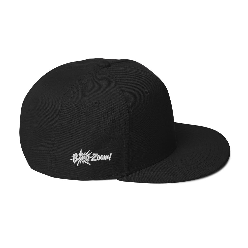 White BZ! Icon Logo on Black Snapback-Flatbrim Cap