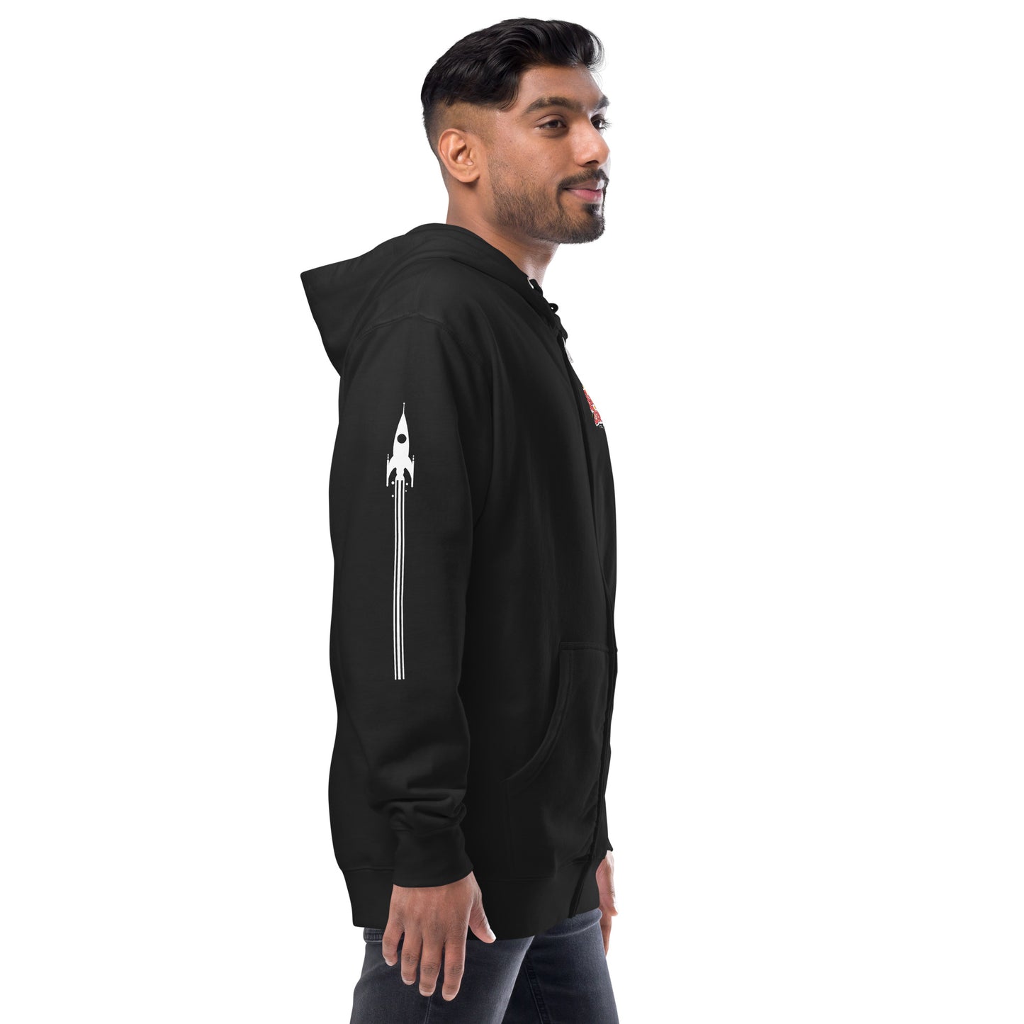 Zip-Up Hoodie with Rocket on Sleeve
