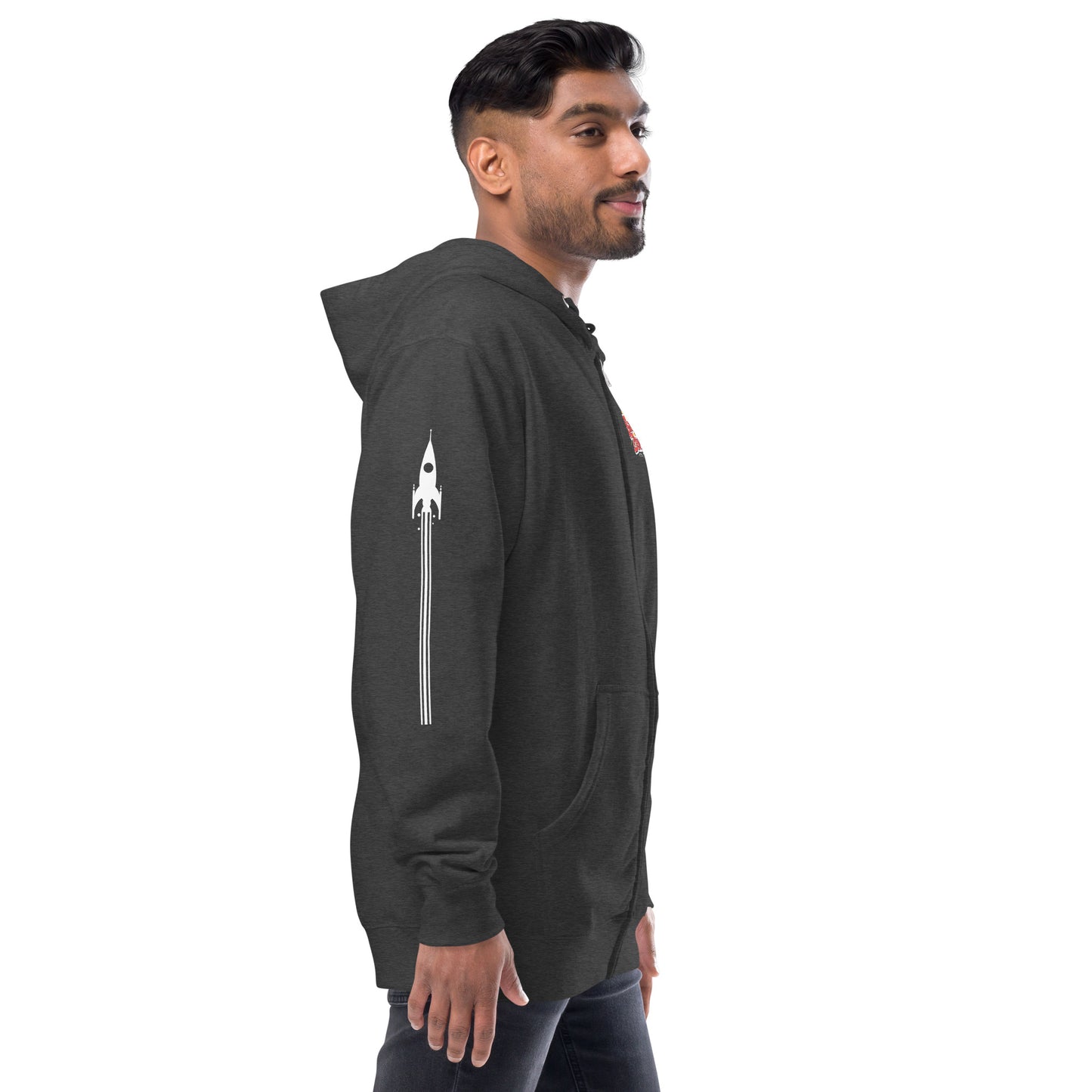 Zip-Up Hoodie with Rocket on Sleeve