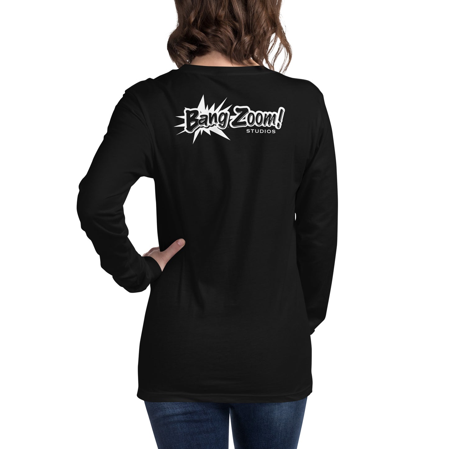 Unisex Bang Zoom! Headphones Long Sleeve Tee with back printing