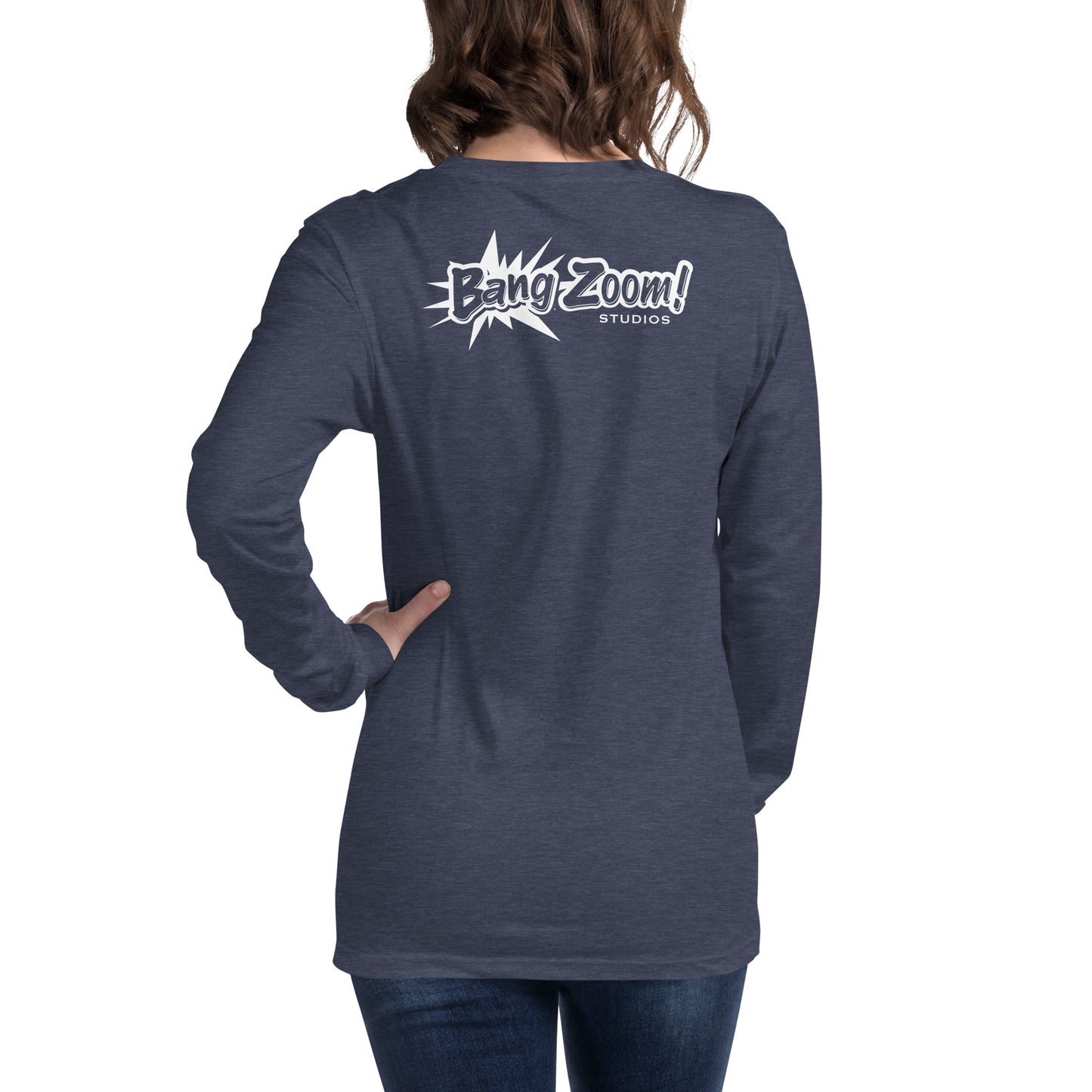 Unisex Bang Zoom! Headphones Long Sleeve Tee with back printing