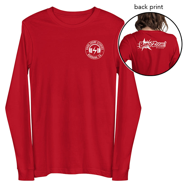 Unisex Bang Zoom! Headphones Long Sleeve Tee with back printing