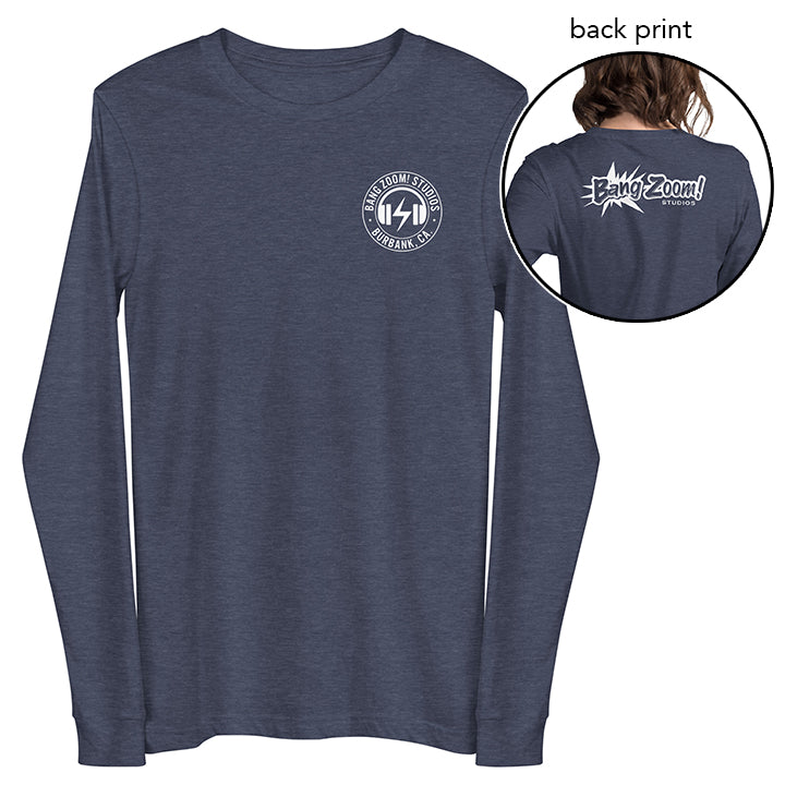 Unisex Bang Zoom! Headphones Long Sleeve Tee with back printing
