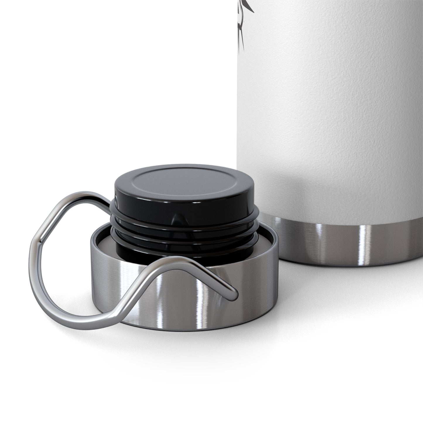 White Vacuum Insulated Bottle with Black Bang Zoom! Logo