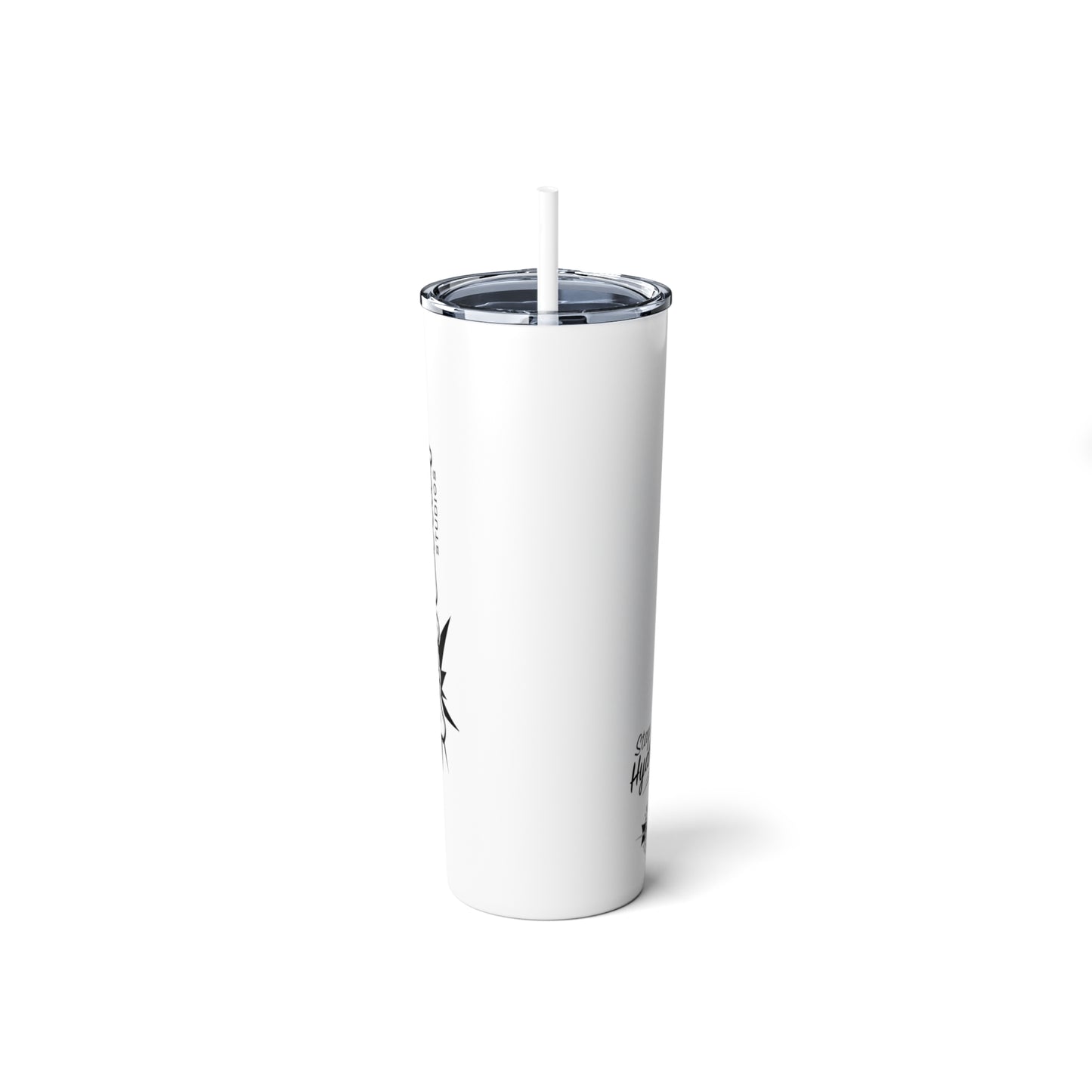 Black Bang Zoom! Logo on White Tumbler with Straw, 20oz