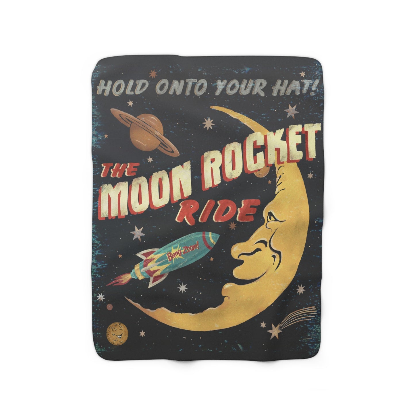 Moon Rocket Fleece Blanket