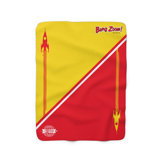 Diagonal Red & Yellow Bang Zoom! Rocket Fleece Blanket