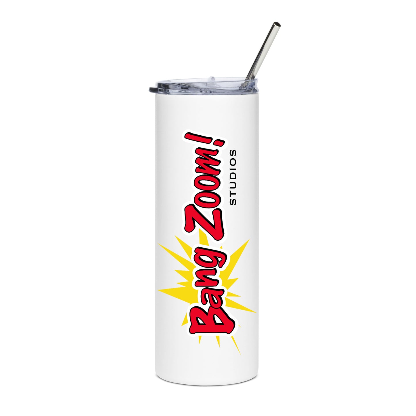 Color Bang Zoom! Logo on White Tumbler with Straw, 20oz