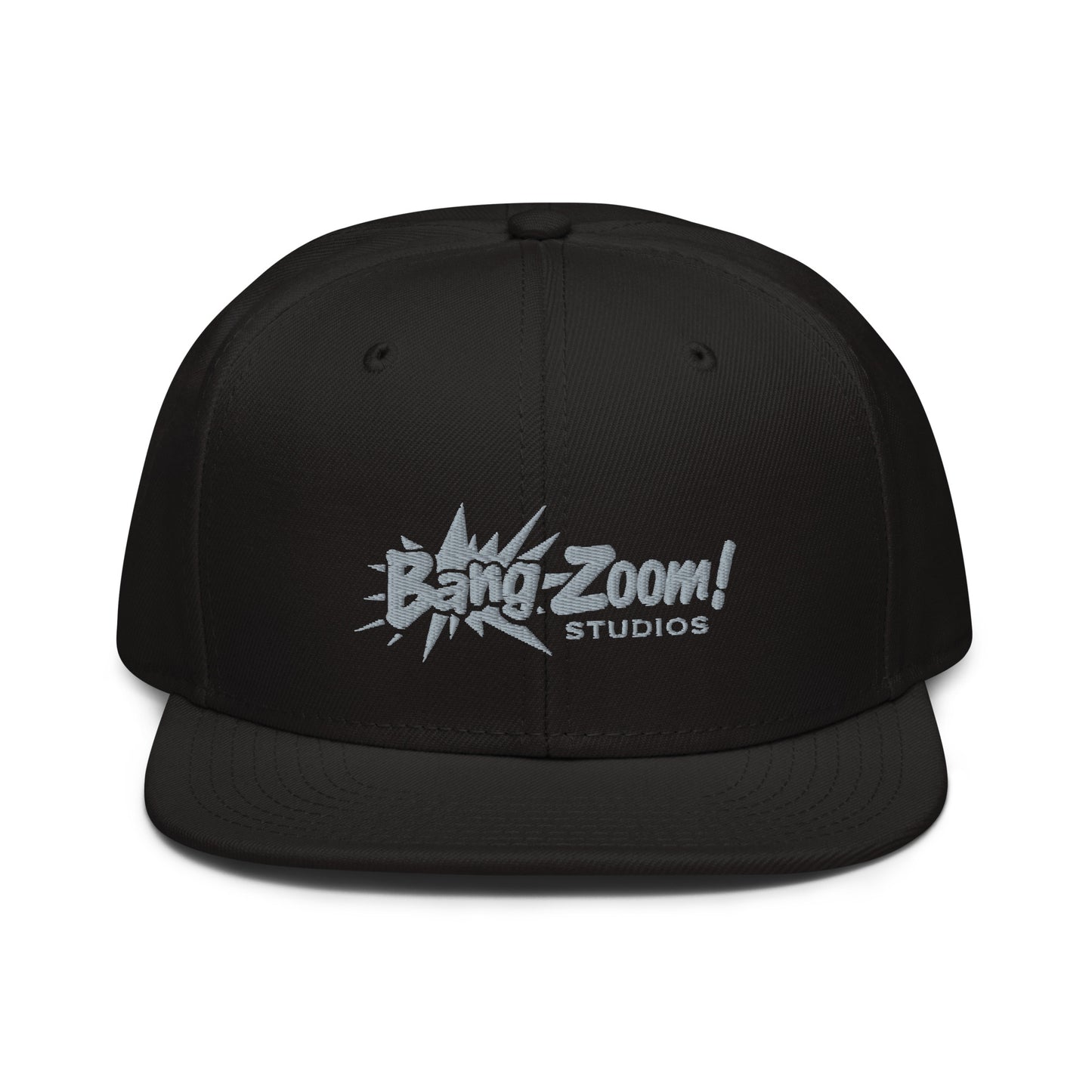 Gray Bang Zoom! Logo on Black Snapback-Flatbrim Cap
