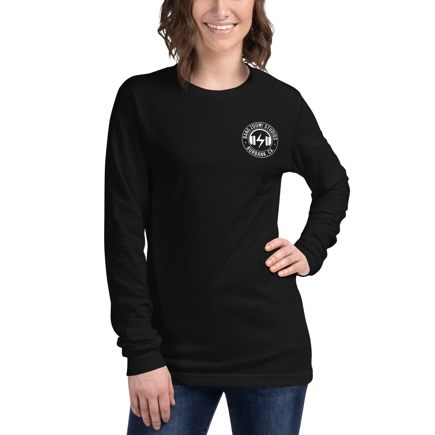 Unisex Bang Zoom! Headphones Long Sleeve Tee with back printing