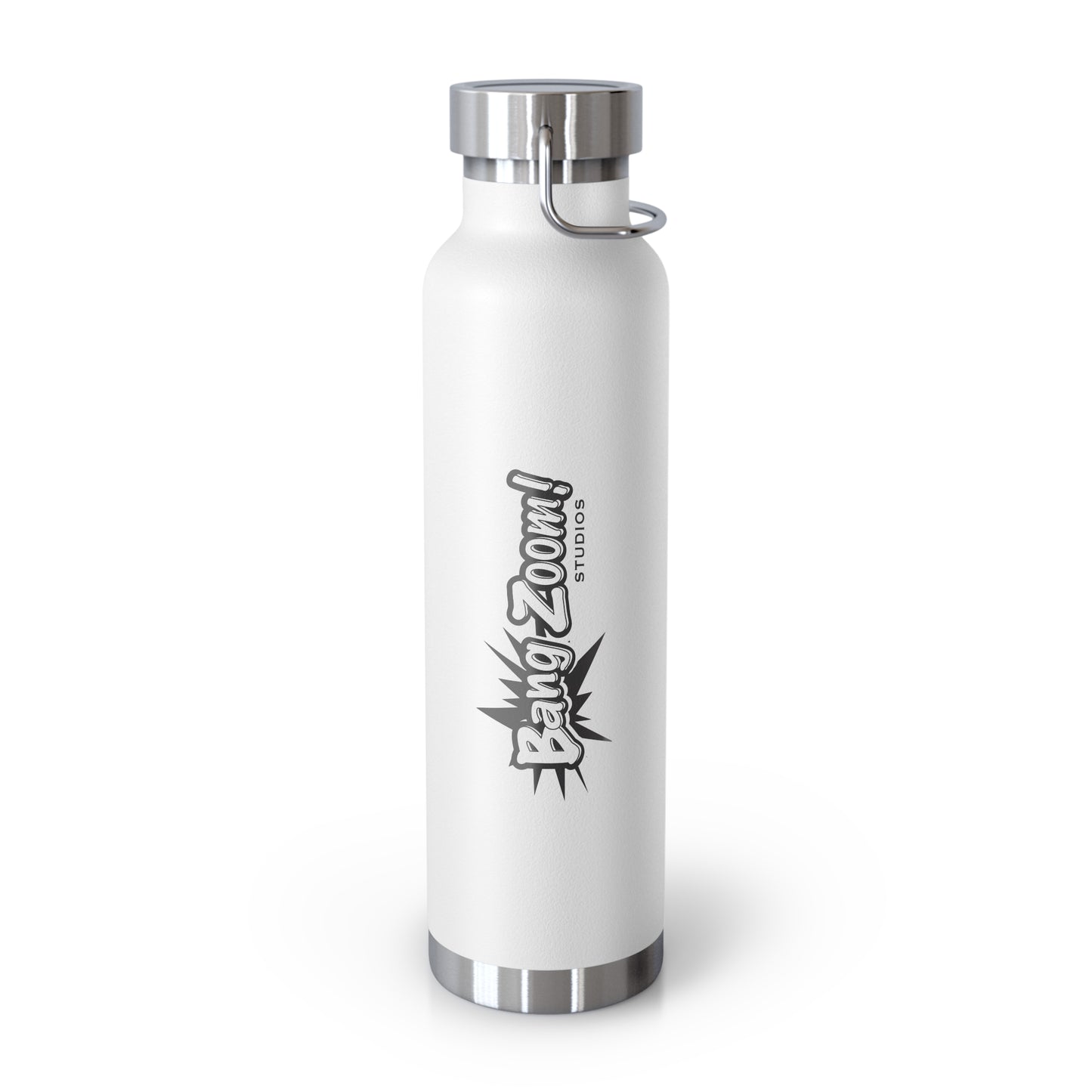 White Vacuum Insulated Bottle with Black Bang Zoom! Logo