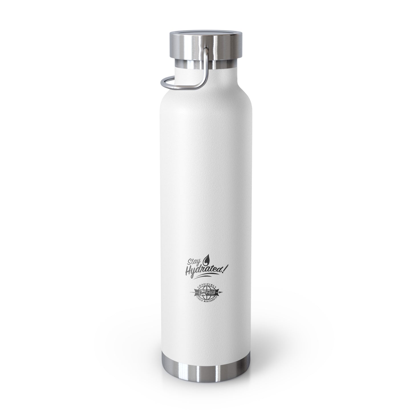White Vacuum Insulated Bottle with Black Bang Zoom! Logo